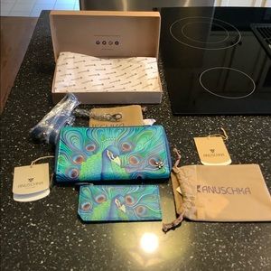 Anuschka Jeweled Plume Crossbody and RFID Case